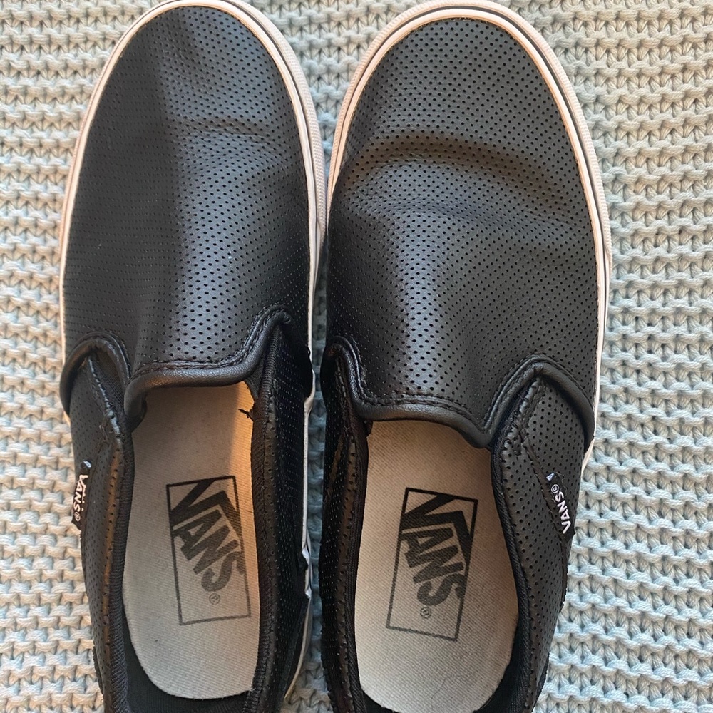 Black leather vans